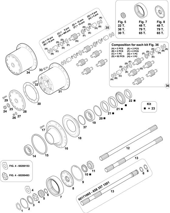 Схема Mercedes-Benz-60 — REAR AXLES HUBS: HL 7/07 D-10 / HL 7/07 DL-11,5 / HL 7/015 D-13 / HL 7/015 DL-13 / HL 7/07 DL-10