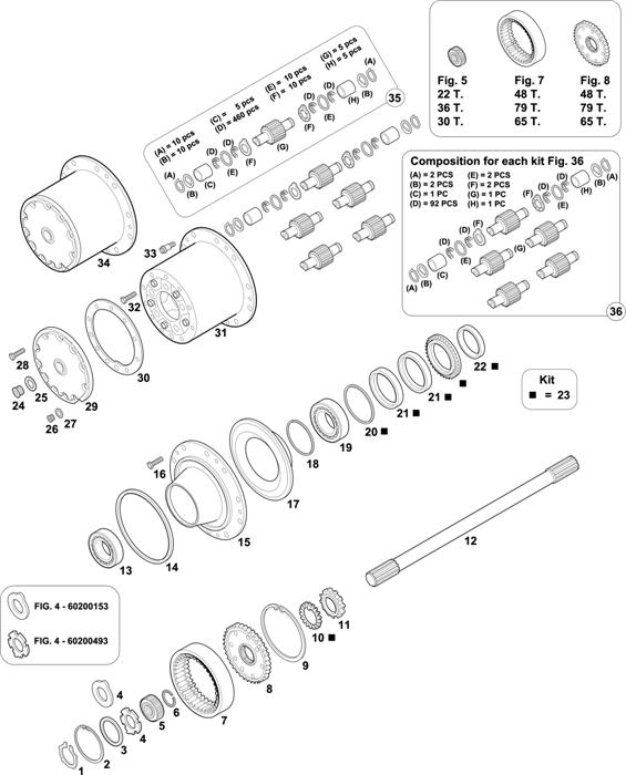 Схема Mercedes-Benz-60 — REAR AXLES HUBS: HL 7/07 D-10 / HL 7/07 DL-10 / HL 7/015 D-13 / HL 7/015 DL-13