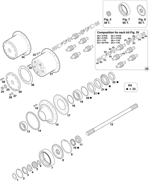 Схема Mercedes-Benz-60 — REAR AXLES HUBS: HL 7/024 DL-12,3