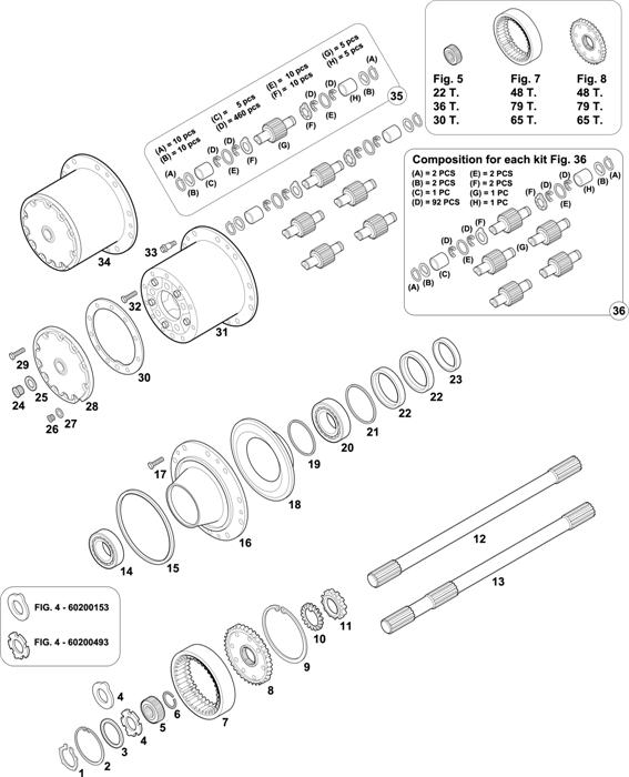 Схема Mercedes-Benz-60 — REAR AXLES HUBS: HL 7/07 D-10 / HL 7/07 DL-10 / HL 7/015 DL-13