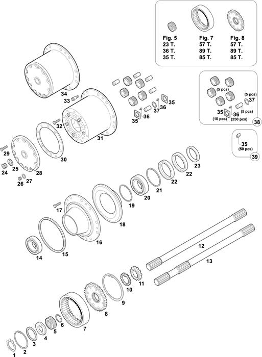 Схема Mercedes-Benz-60 — REAR AXLES HUBS: HL 7/07 D-10 / HL 7/07 DL-10 / HL 7/015 DL-13 / HL 7/015 D-13