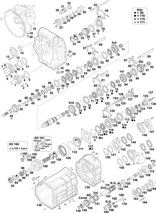 Схема Mercedes-Benz-60 — Gearbox-New Generation: G200-16/11,9/EPS / G200-16/11,9 + WSK400 + RETARDER