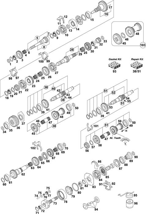Схема Renault-70 — Gearbox: B18