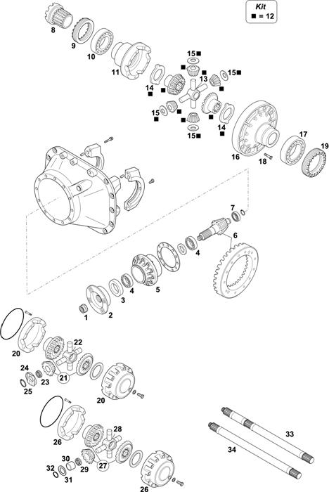 Схема Renault-70 — Rear Axle: P 1391 / P 1395