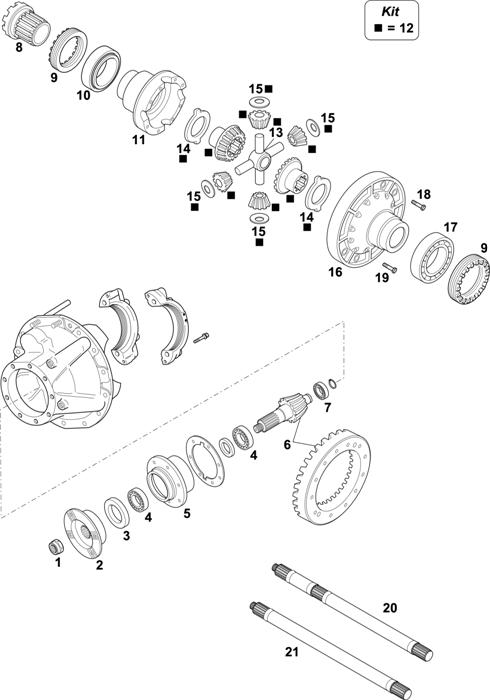 Схема Renault-70 — Rear Axle: P 1541 A / P 1545 A