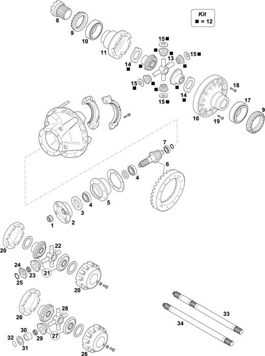 Схема Renault-70 — Rear Axle: P 1841 B / P 1845 B