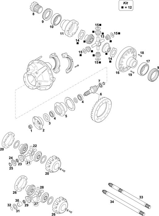 Схема Renault-70 — Rear Axle: P 1841 C / P 1845 C