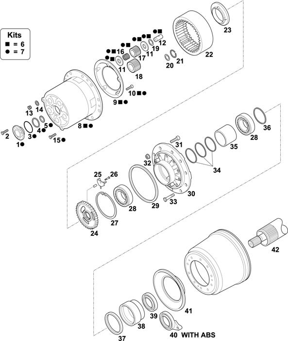 Схема Scania-74 — HUBS FOR AXLES RP 735/835 / RBP 735/835: AD 1101P RAYS WHEEL, DRUM BRAKE / AD/ADA 1501P RAYS WHEEL, DRUM BRAKE
