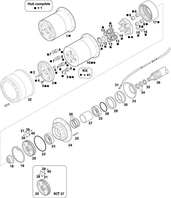 Схема Scania-74 — HUBS FOR AXLES RP 832 / RBP 832: AD 100 DISC WHEEL / AD/ADA 1500P DISC WHEEL
