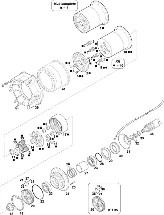 Схема Scania-74 — HUBS FOR AXLES RP 832 / RBP 832: AD 100 24" RAYS WHEEL / AD/ADA 1500P 20"/22,5"/24" RAYS WHEEL