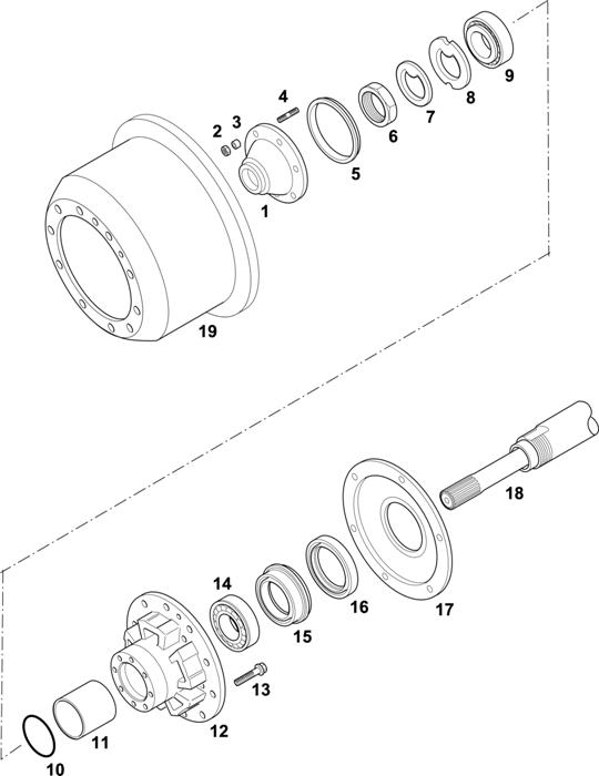 Схема Scania-74 — HUBS FOR AXLES R 641/653 / RB 652:AD 80 WHEEL DISC