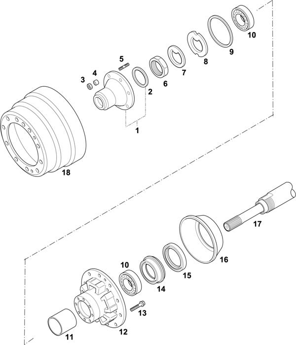 Схема Scania-74 — HUBS FOR AXLES RV 654/760/761: ADA 90 DISC WHEEL