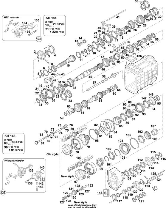 Схема Volvo-88 — Gearbox: R1000 / R1400 / R1500 / R1700 / R1900