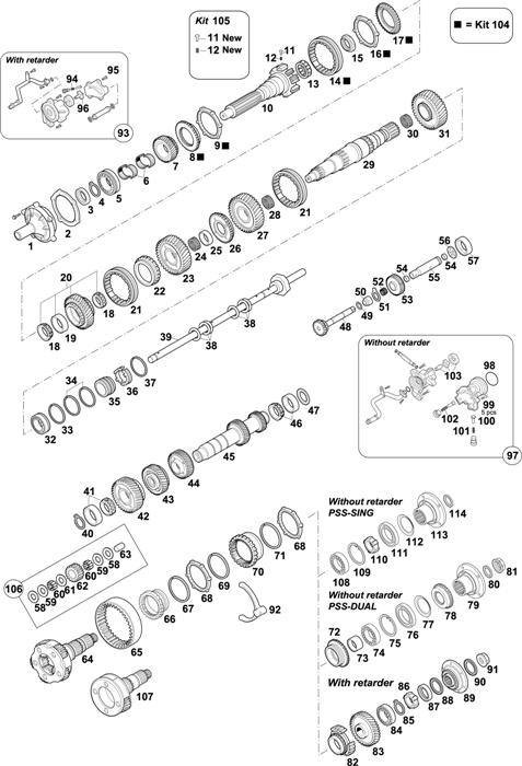 Схема Volvo-88 — Gearbox: VT2412B
