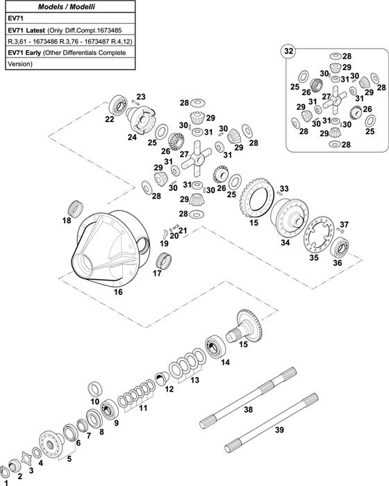 Схема Volvo-88 — Rear Axle: EV71 / EV71 Latest / EV71 Early
