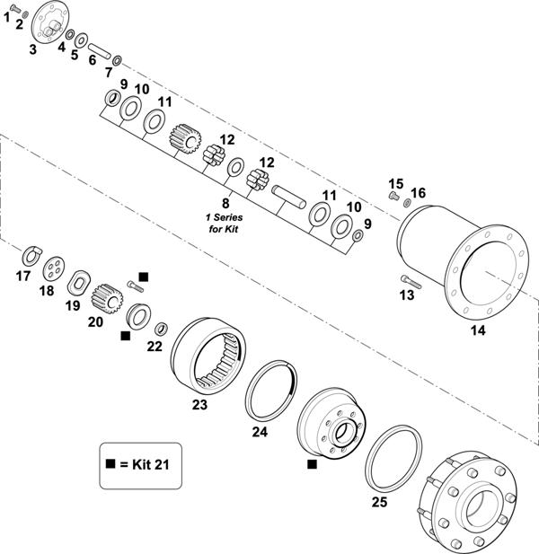 Схема Volvo-88 — Hubs - Intermediate and Rear Axles Hubs: RT2610HV / RTH2610B / RT3210HV