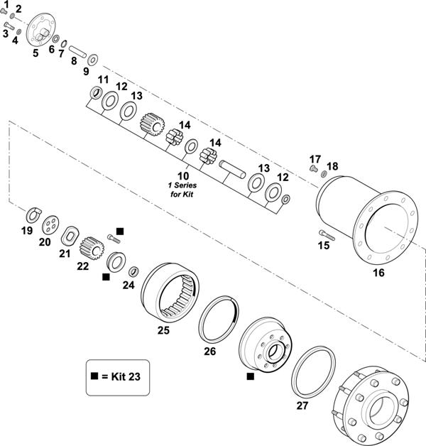Схема Volvo-88 — Hubs - Intermediate and Rear Axles Hubs: RS1352HV / RS1370HV