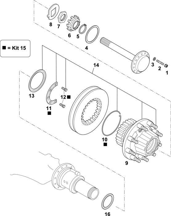 Схема Volvo-88 — Hubs - Intermediate and Rear Axles Hubs: RS1228B