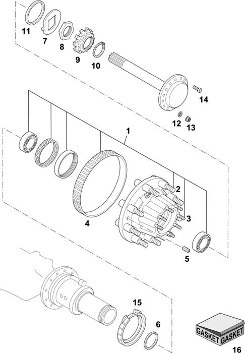 Схема Volvo-88 — Hubs - Intermediate and Rear Axles Hubs: EV91