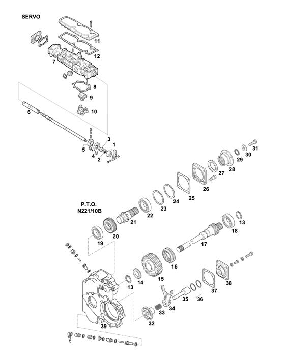 Схема ZF-95 — 1341 - 16S 1620 TD / 16S 1625 TD / 16S 162 TD IT / 16S 1621 TD IT / SELECTOR MECHANISM - P.T.O. (POWER TAKE OFF)