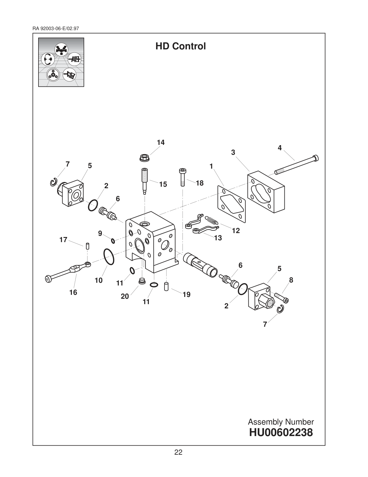 Схема Bosch Rexroth A4VG125 — HD Control, торцевая крышка