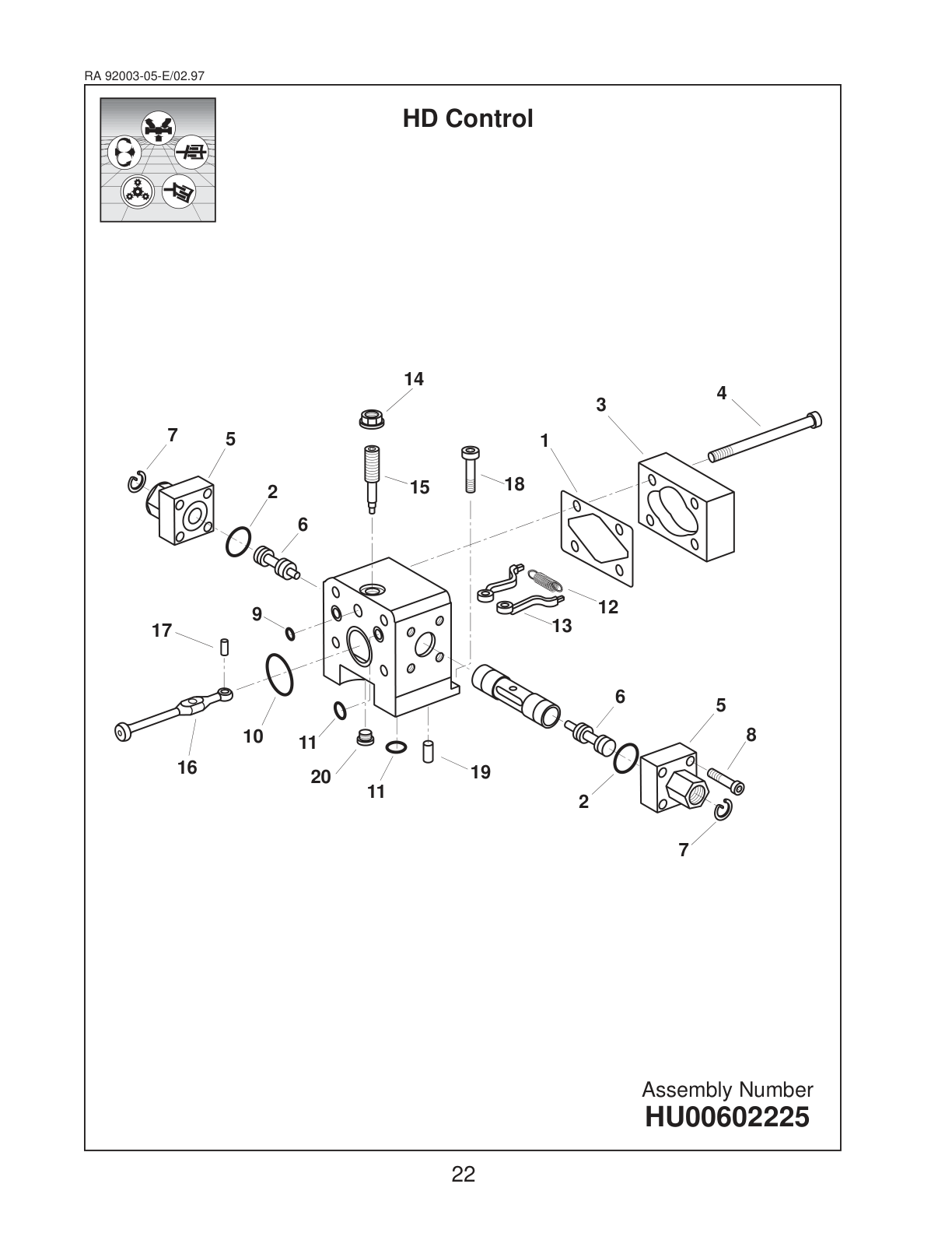 Схема Bosch Rexroth A4VG90 — HD Control, торцевая крышка