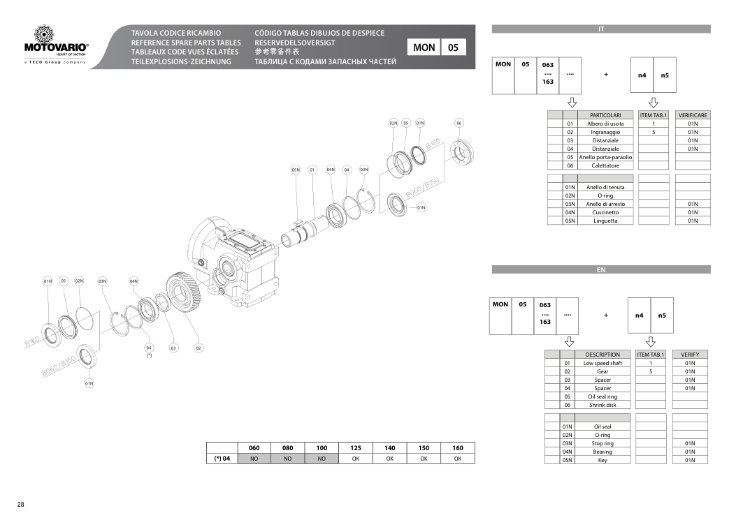 Схема агрегата B/BA MON 05 — схема с. 28 для Motovario B/BA MON 05 163, Motovario B/BA MON 05 063