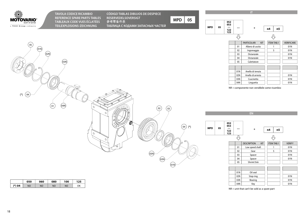 Схема агрегата S MPD 05 — схема с. 18 для Motovario S MPD 05 052, Motovario S MPD 05 122