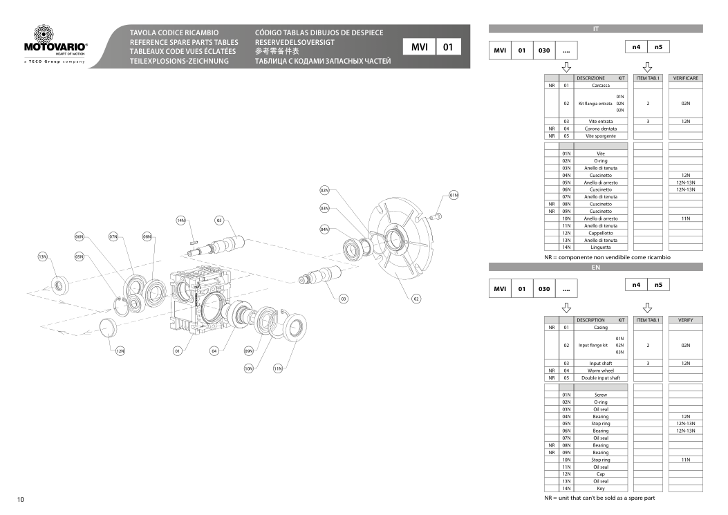 Схема агрегата VSF MVI 01 — схема с. 10 для Motovario VSF MVI 01 030