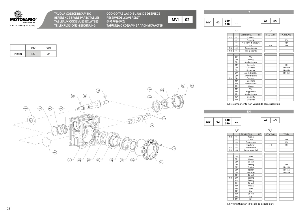 Схема агрегата VSF MVI 02 — схема с. 28 для Motovario VSF MVI 02 040, Motovario VSF MVI 02 050