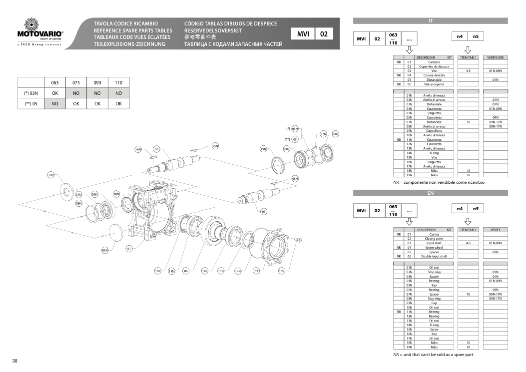 Схема агрегата VSF MVI 02 — схема с. 30 для Motovario VSF MVI 02 063, Motovario VSF MVI 02 110
