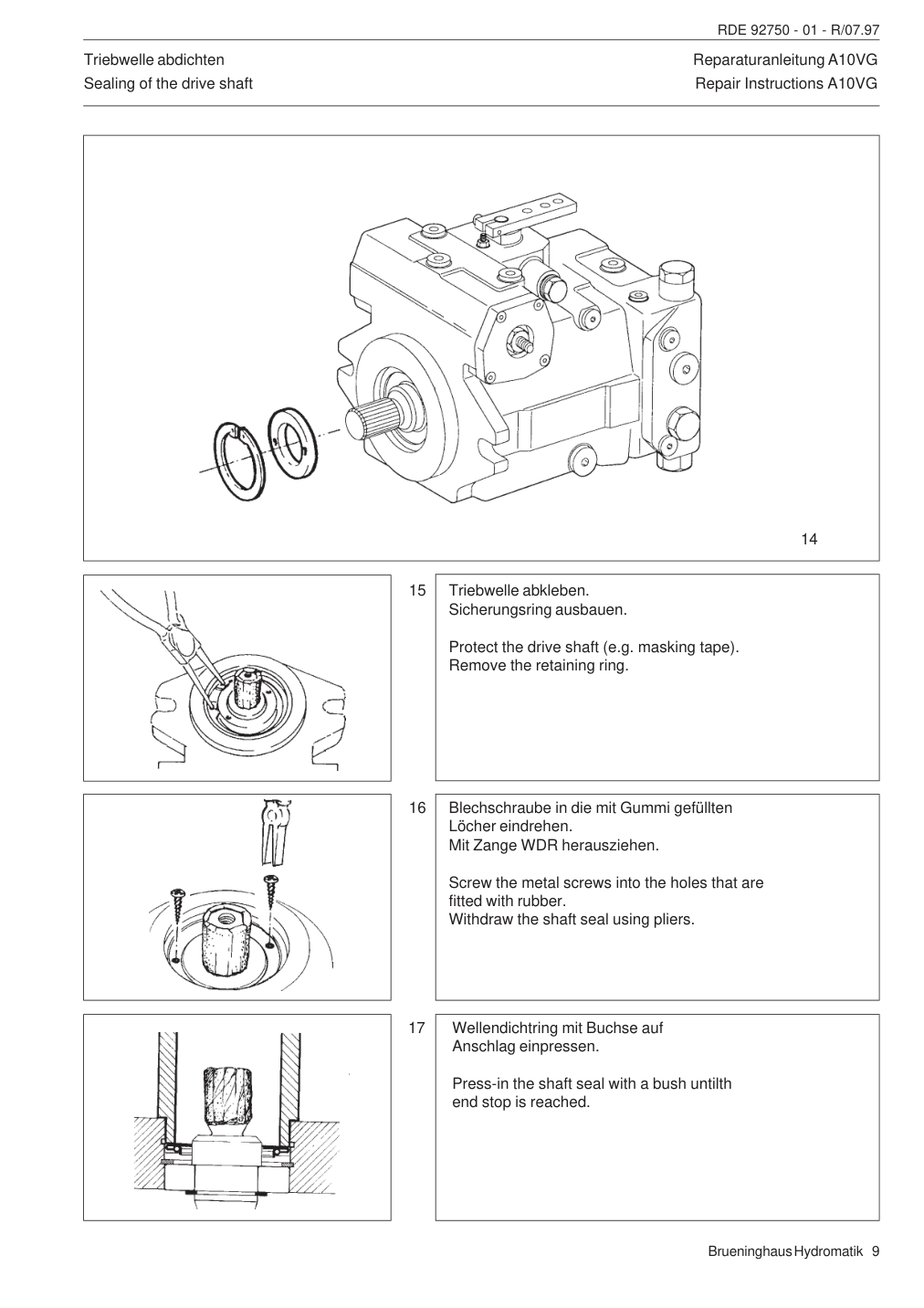 Схема Bosch Rexroth A10VG — манжета вала