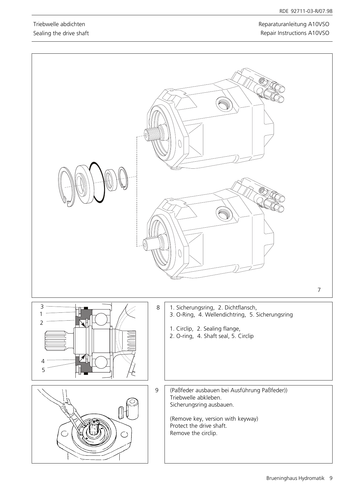 Схема Bosch Rexroth A10VSO — манжета вала