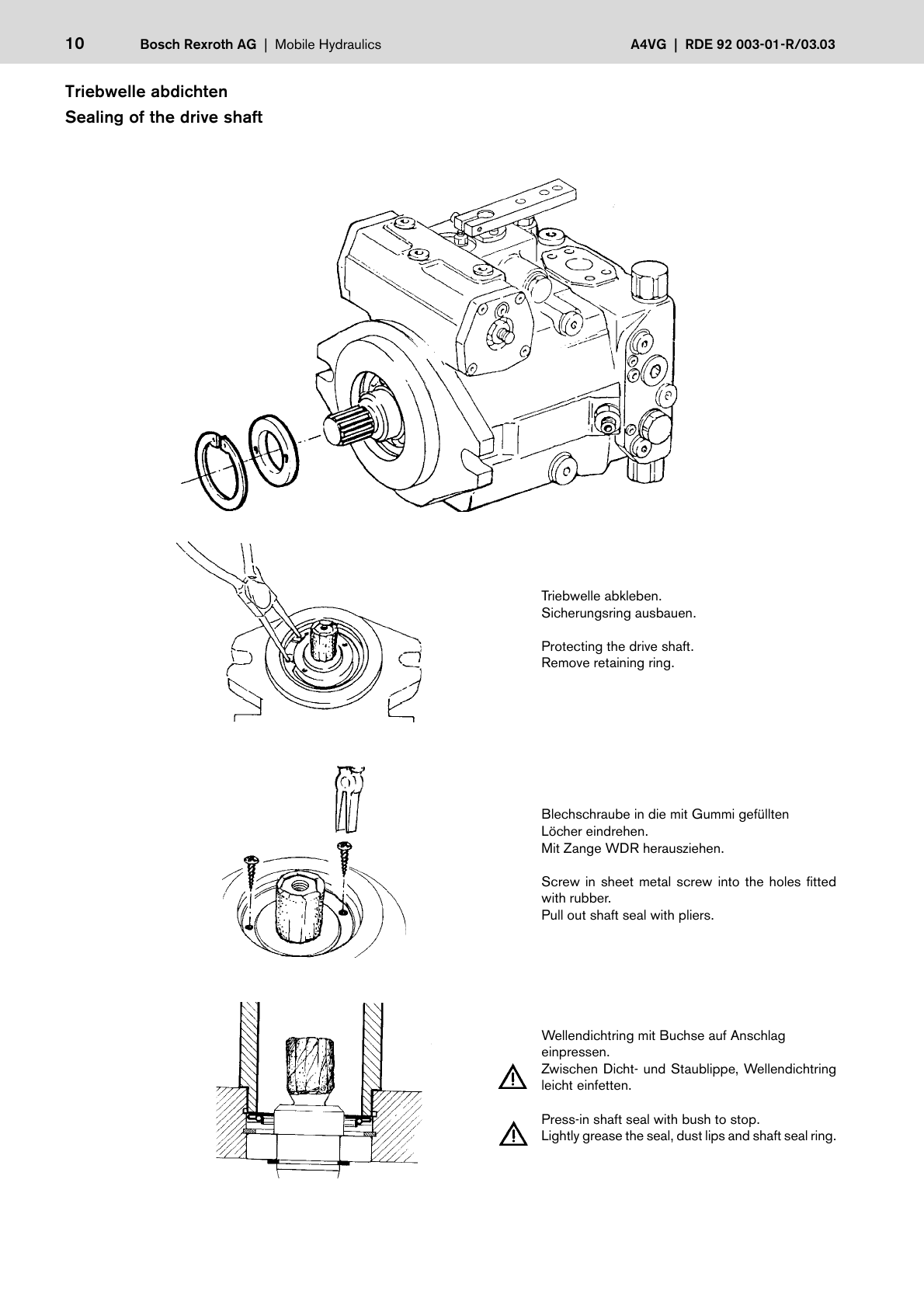 Схема Bosch Rexroth A4VG — манжета вала