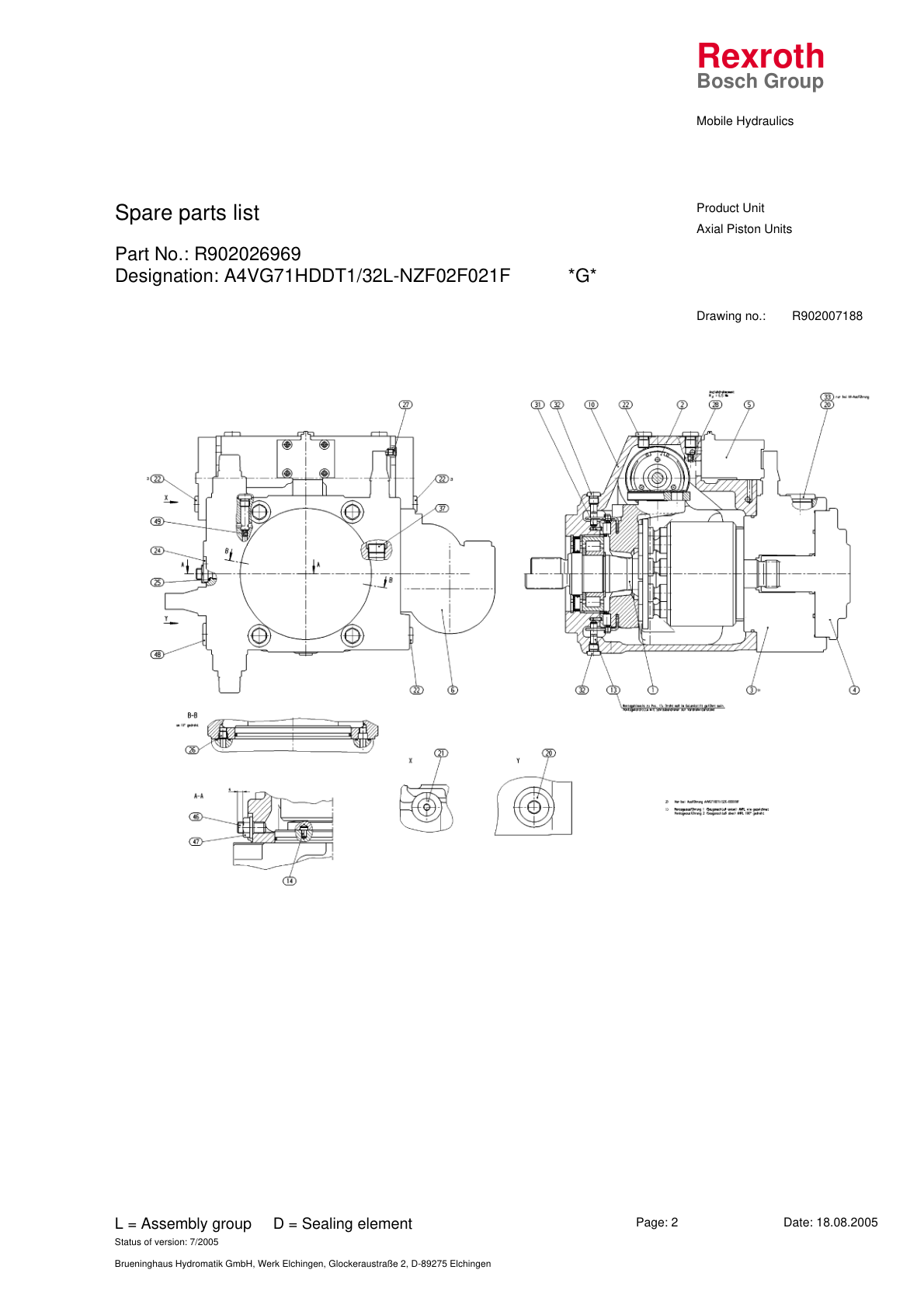 Bosch Rexroth A4VG71 — манжеты вала