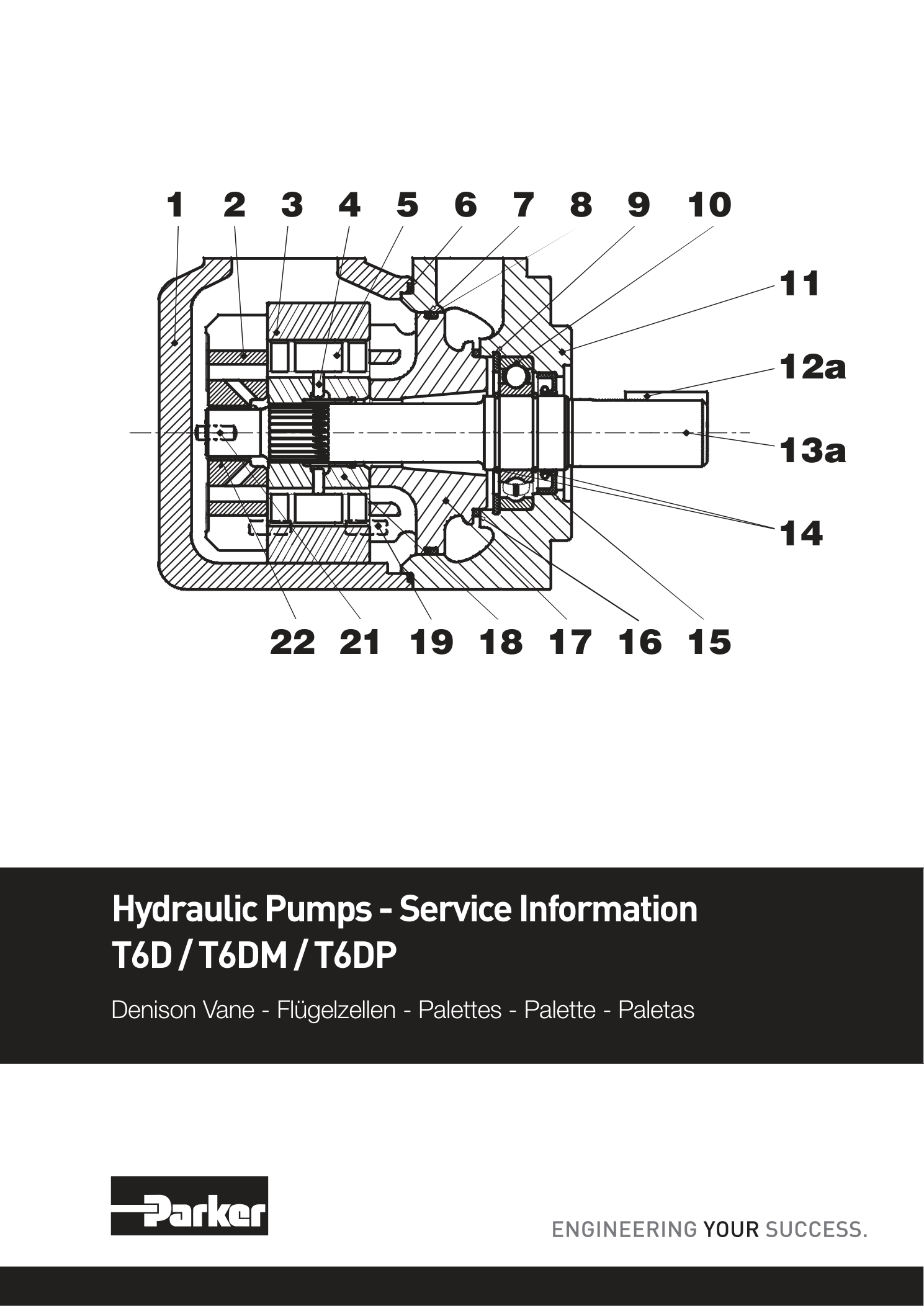 Схема Parker Denison T6D/T6DM/T6DP — позиции уплотнений
