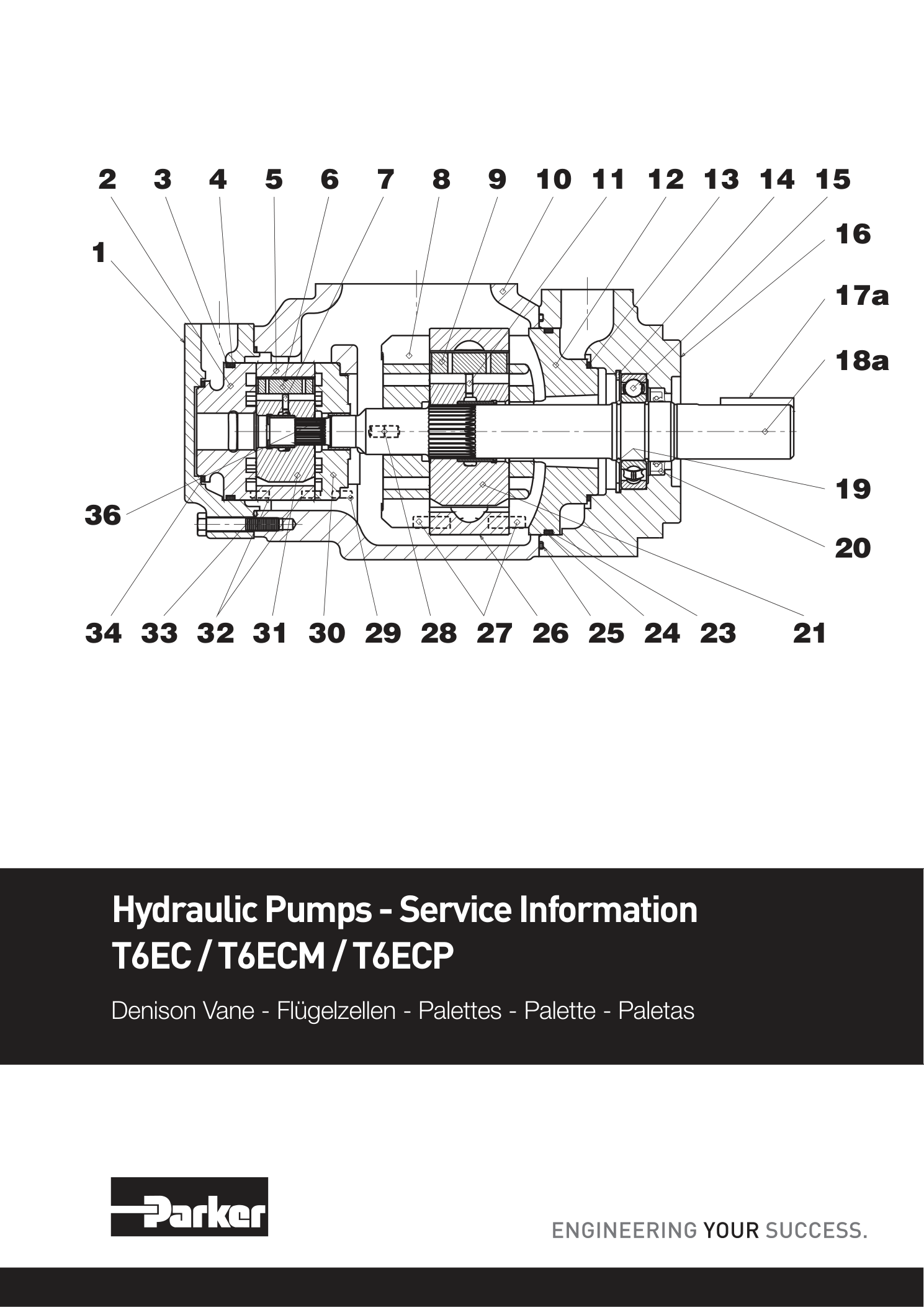 Схема Parker Denison T6EC/T6ECM/T6ECP — позиции уплотнений