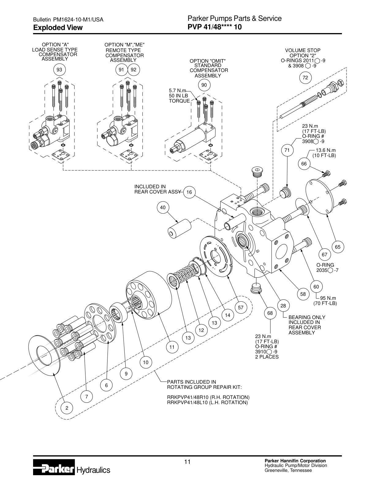 Схема Parker PVP41/PVP48 — уплотнительное кольцо основной схемы 3910-9